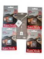 Value Pack- DeerBrain SD Card Reader and 4 - SanDisk 16GB Memory Cards.